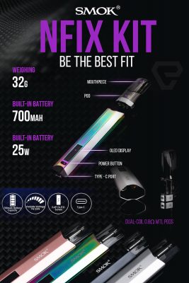 SMOK NFIX 25W Pod System Infographic